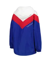 Women's Tommy Hilfiger White, Red Buffalo Bills Staci Half-Zip Hoodie Windbreaker Jacket