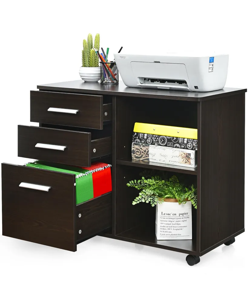 Costway Mobile File Cabinet 2 Drawer Printer Stand w/Open Shelf for Letter  Size