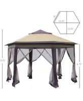 Outsunny 13' x 13' Pop Up Gazebo with 6 Zippe Mesh Netting