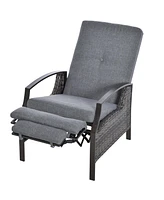 Outsunny Wicker Adjustable Recliner Chair Rat Armchair Durable Garden