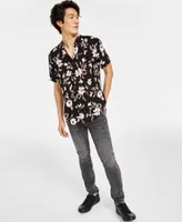 Guess Mens Floral Ikat Short Sleeve Shirt Slim Fit Jeans