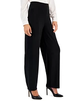 Ak Anne Klein Petite Solid Wide-Leg Pull-On Knit Pants, & Short