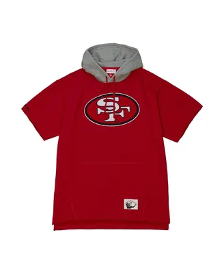 Men's Mitchell & Ness Scarlet San Francisco 49ers Postgame Short Sleeve Hoodie
