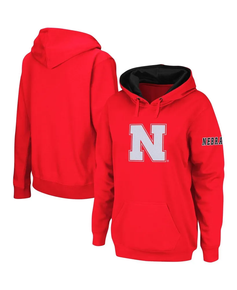 Women's Scarlet Nebraska Huskers Team Big Logo Pullover Hoodie