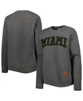 Women's Pressbox Heather Charcoal Miami Hurricanes Moose Quilted Pullover Sweatshirt