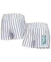 Women's Concepts Sport White Seattle Mariners Reel Pinstripe Sleep Shorts