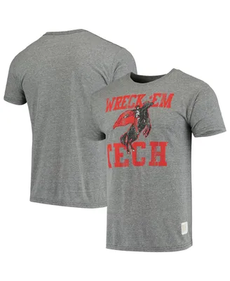 Men's Original Retro Brand Heathered Gray Texas Tech Red Raiders Vintage-Like Logo Tri-Blend T-shirt