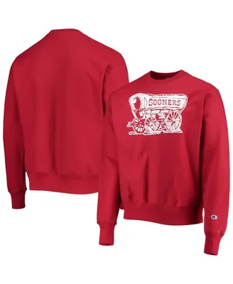 Men's Champion Crimson Oklahoma Sooners Vault Logo Reverse Weave Pullover Sweatshirt