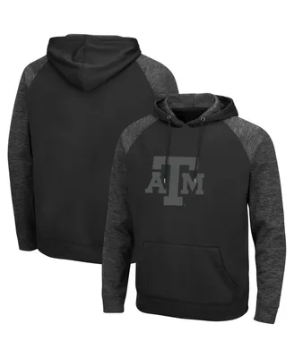 Men's Colosseum Black Texas A&M Aggies Blackout 3.0 Tonal Raglan Pullover Hoodie