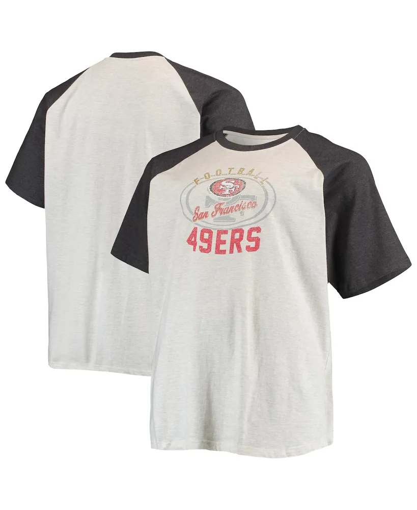 Las Vegas Raiders Big & Tall Raglan T-Shirt - Oatmeal/Heathered Charcoal