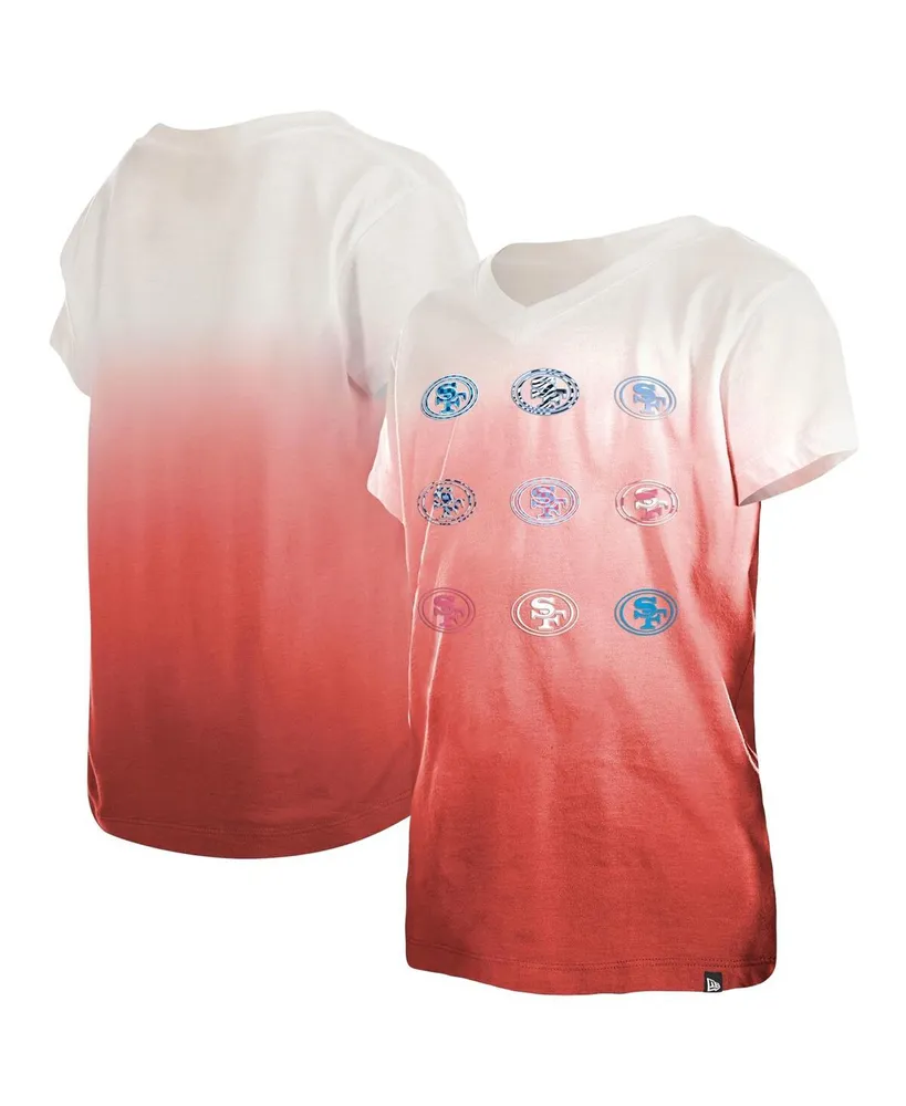 New Era Big Girls New Era Navy Dallas Cowboys Multi Logo Ombre V-Neck T- shirt