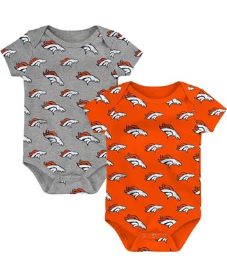 Newborn and Infant Boys Girls Orange, Gray Denver Broncos Two-Pack Double Up Bodysuit Set