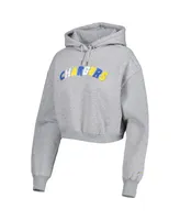 Women's The Wild Collective Gray Los Angeles Chargers Cropped Pullover Hoodie