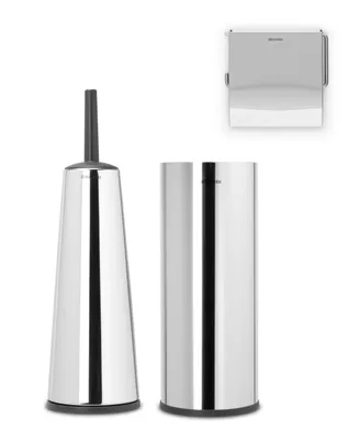 Renew Toilet Accessory Set of 3 - Brush and Holder, Paper Roll Dispenser Holder