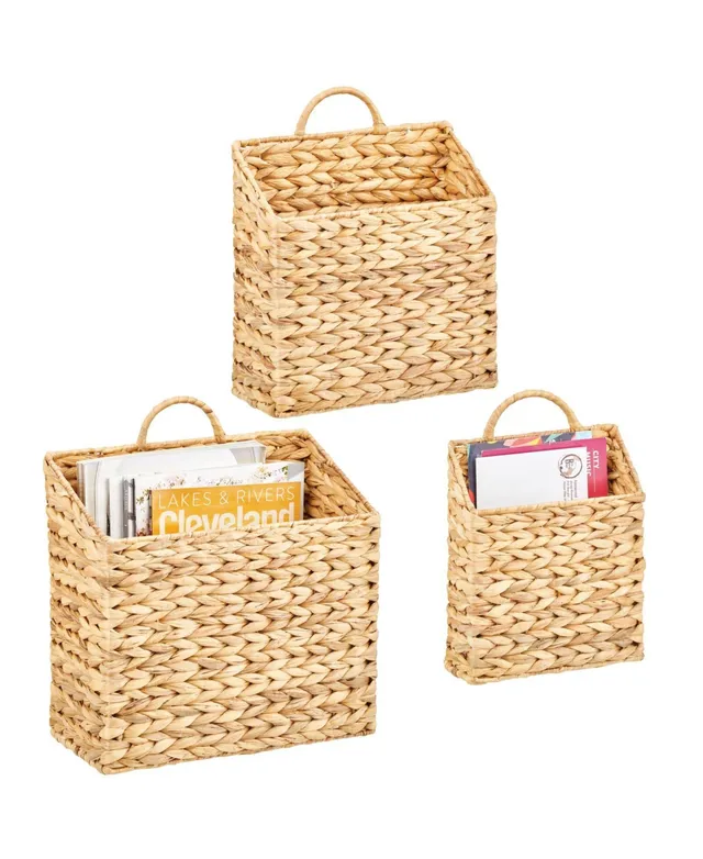 mDesign Woven Hyacinth Home Storage Basket for Cube Furniture, 4 Pack - Natural