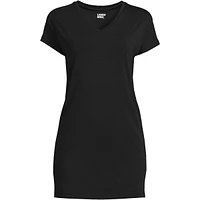 Lands' End Women's Short Sleeve Jersey Extra Long V neck Tunic