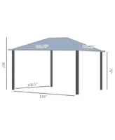 Outsunny 10' x 12' Hardtop Gazebo Canopy with Polycarbonate Roof, Top Vent and Aluminum Frame, Permanent Pavilion Outdoor Gazebo with Netting, for Pat