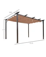 Outsunny 9.8' x 13.1' Outdoor Retractable Pergola Canopy, Aluminum Patio Pergola, Backyard Shade Shelter for Porch Party, Garden