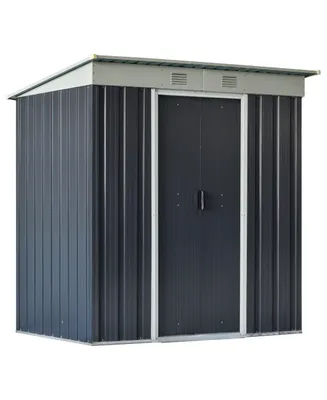 Outsunny 6' x 4' Backyard Garden Tool Storage Shed with Dual Locking Doors, 2 Air Vents and Steel Frame, Black