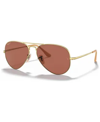 Ray-Ban Unisex Polarized Sunglasses, Aviator Metal Ii - Gold