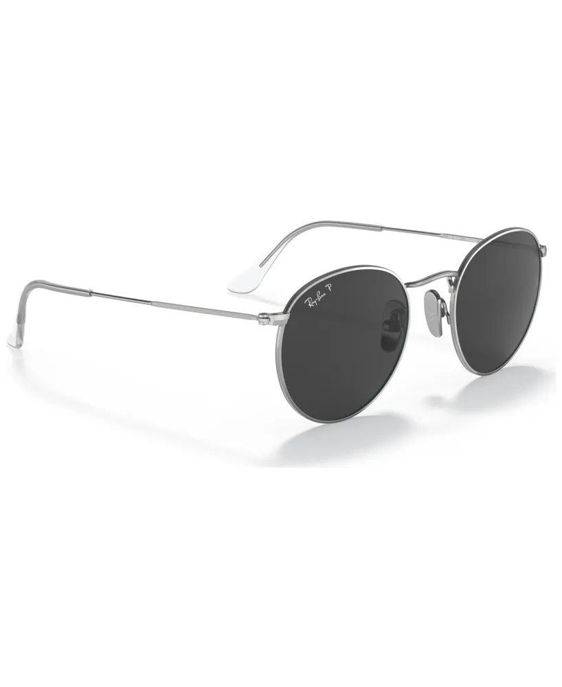 Ray-Ban Unisex Polarized Sunglasses, Round Titanium - Silver