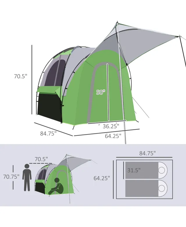 Outsunny Camping Tents 4 Person Pop Up Tent Quick Setup Automatic