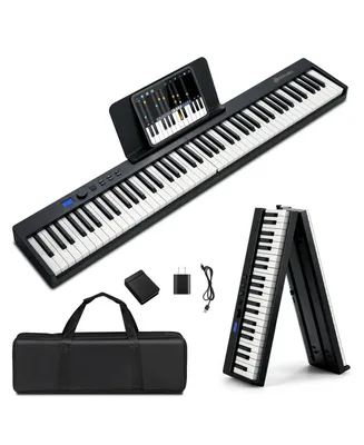 88-Key Folding Electric Piano Keyboard Semi Weighted Full Size Midi Toy