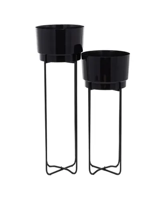 CosmoLiving Metal Planter with Removable Stand Set of 2