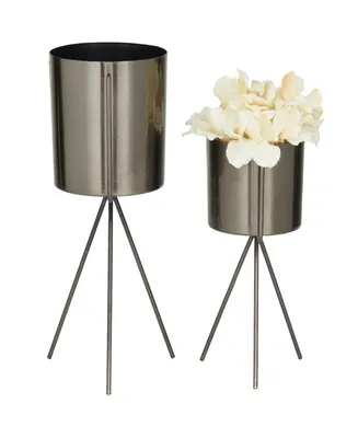 CosmoLiving Metal Small Planter with Removable Stand Set of 2