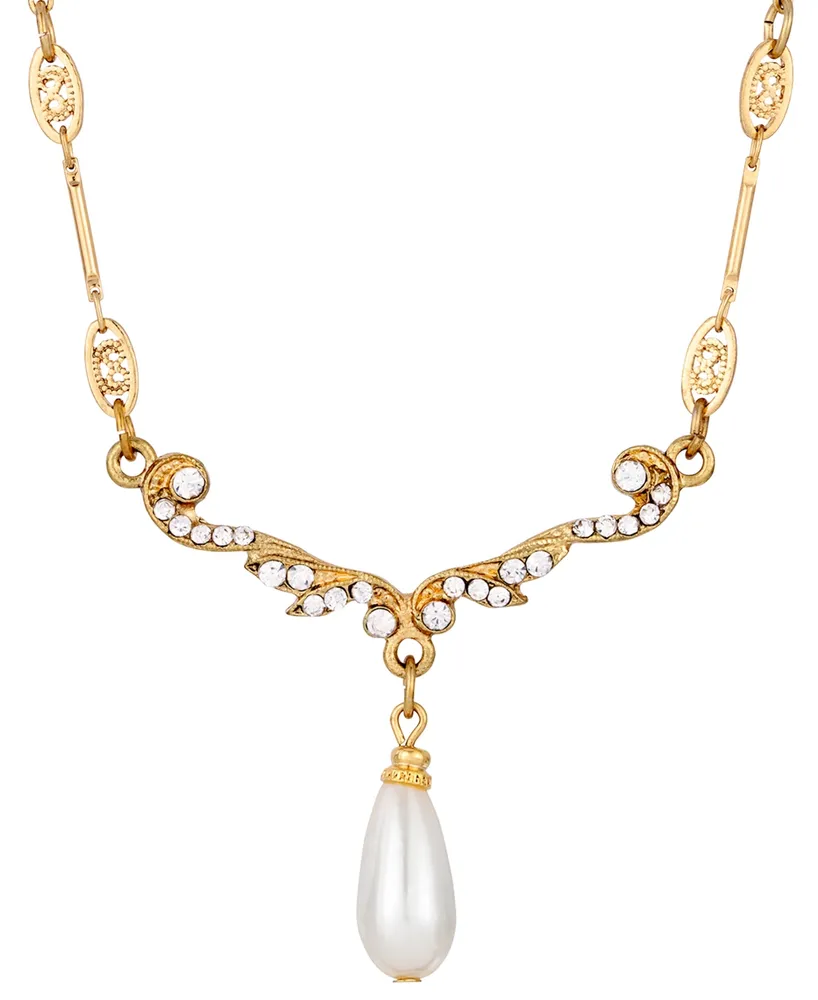 2028 Imitation Pearl Crystal Necklace