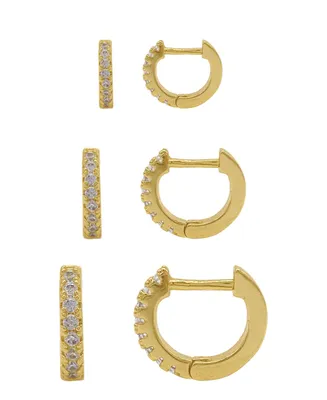 Adornia 14K Gold Plated Huggie Hoop Earring Pack, 6 Pieces