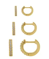 Adornia 14K Gold Plated Huggie Hoop Earring Pack, 6 Pieces