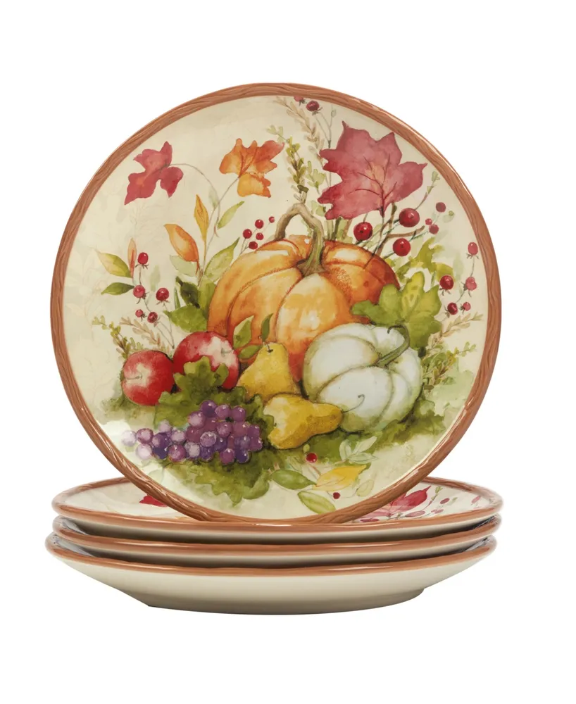 Certified International Harvest Blessings Set of 4 Dinner Plate Service for 4