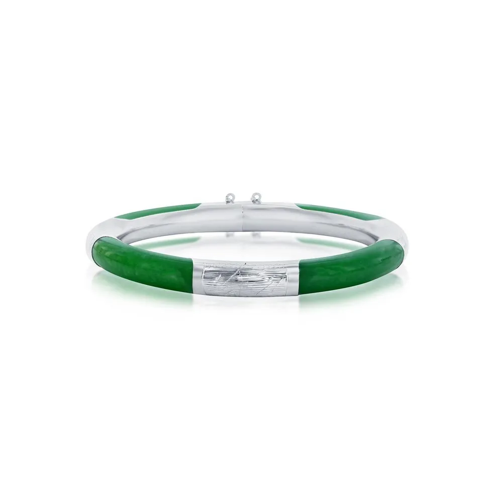 Sterling Silver Alternating Jade Bangle