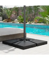 Outsunny 4 Pieces Cantilever Patio Umbrella Base, Outdoor Offset Umbrella Weights, 176 lbs Capacity Water or 264 lbs Capacity Sand Plates Set, Black