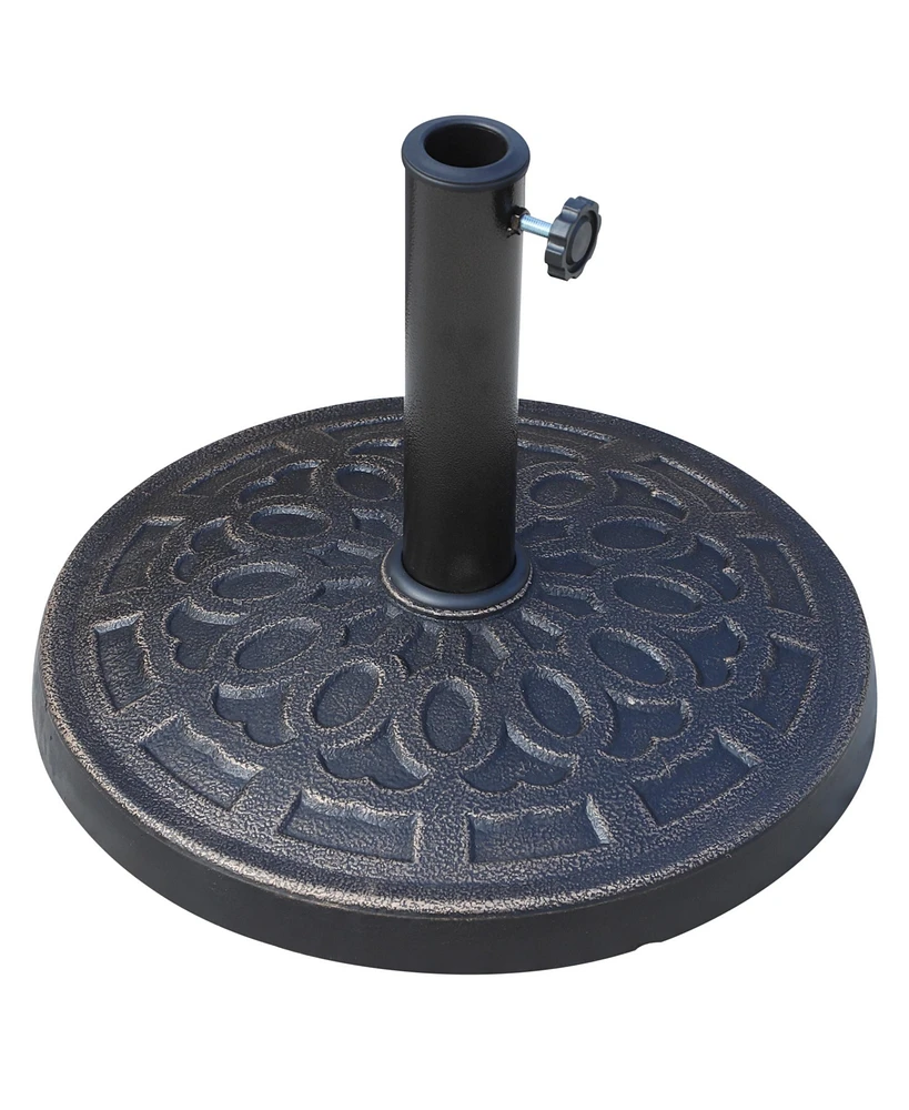 Outsunny 17" Round Decorative Resin Rose Umbrella Pole Holder w/ Finish