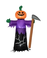 Outsunny 5ft Inflatable Halloween Pumpkin Man Reaper, Blow-Up Outdoor Led Yard Display for Garden, Lawn, Party, Holiday