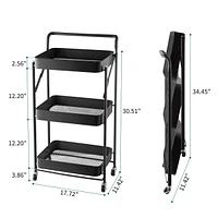 Mega Casa 5 tier Rolling Utility Cart with Lockable Wheels, Adjustable Baskets Metal Storage Cart for Home Kitchen