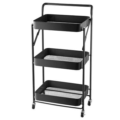 Mega Casa 5 tier Rolling Utility Cart with Lockable Wheels, Adjustable Baskets Metal Storage Cart for Home Kitchen
