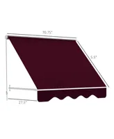 Outsunny 70.75" Drop Arm Manual Retractable Window Awning Sun Shade Shelter for Patio Balcony Outdoor, Aluminum, Wine Red