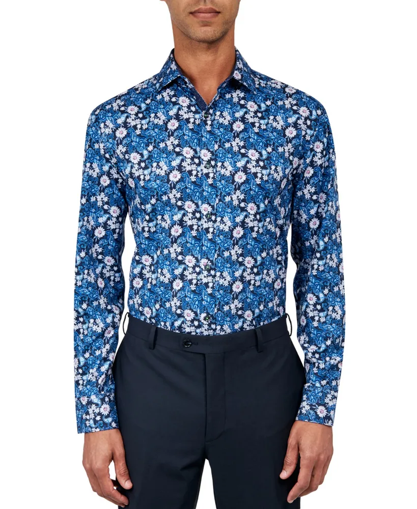 Society of Threads Men's Regular Fit Non-Iron Paisley Print Performance Dress Shirt