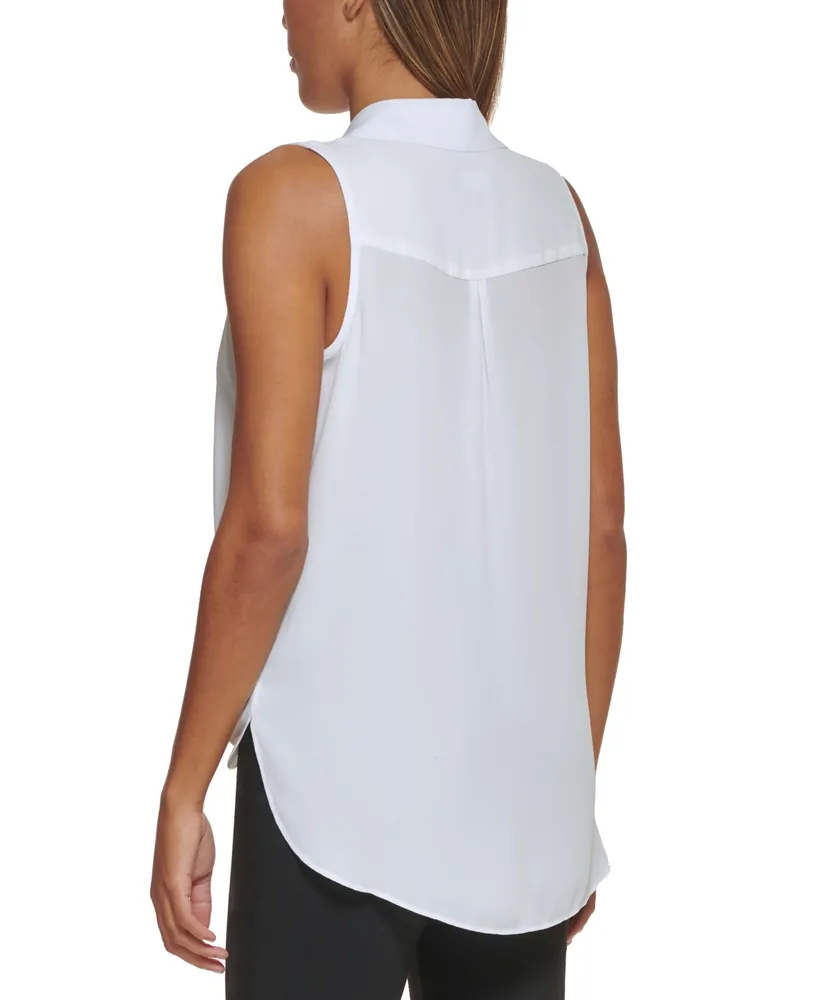 Dkny Petite V-Neck Overlap Sleeveless Top, Created for Macy's