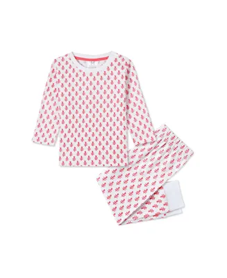Gots Certified Organic Cotton Knit 2 Piece Pajama Set For Child, Pink City (Size 10Y), Girls