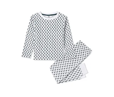Gots Certified Organic Cotton Knit 2 Piece Pajama Set For Toddler, Fort (Size 4Y), Unisex