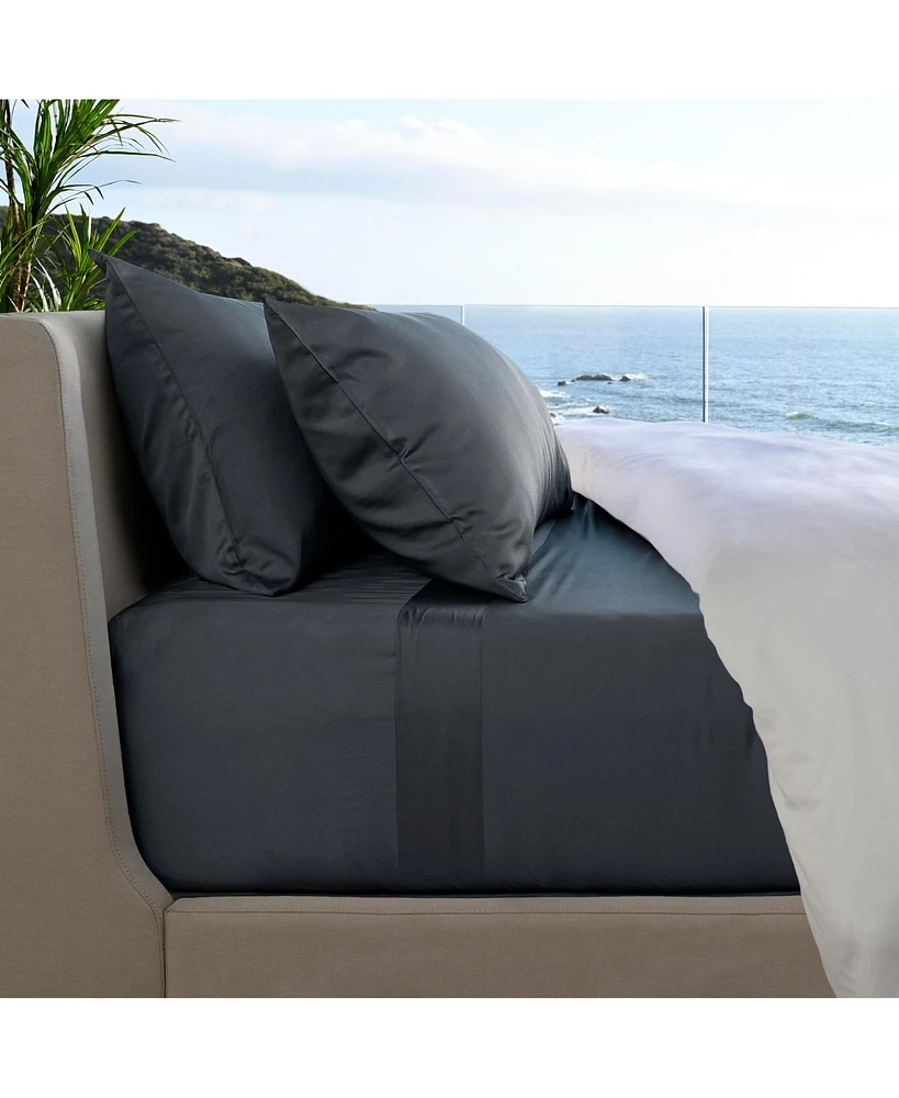 Cariloha Resort 4-Piece Sateen Sheet Set | Onyx King Viscose Material Thermal-Regulating, Extra Soft Cooling Sheets