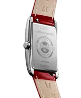 Longines Women's Swiss DolceVita Red Leather Strap Watch 23x37mm