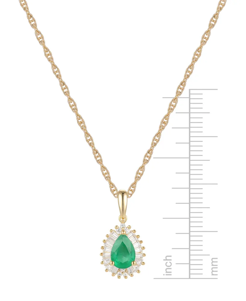 Emerald (3/4 ct. t.w.) & Diamond (1/4 ct. t.w.) 16" Pendant Necklace in 14k Gold