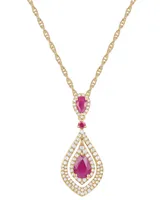 Sapphire (1-1/4 ct. t.w.) and Diamond (1/2 ct. t.w.) Pendant Necklace in 14k Gold (Also available in Ruby and Emerald)