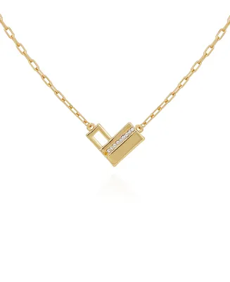 Vince Camuto Gold-Tone Chain and Heart Pave Rhinestone Pendant Necklace