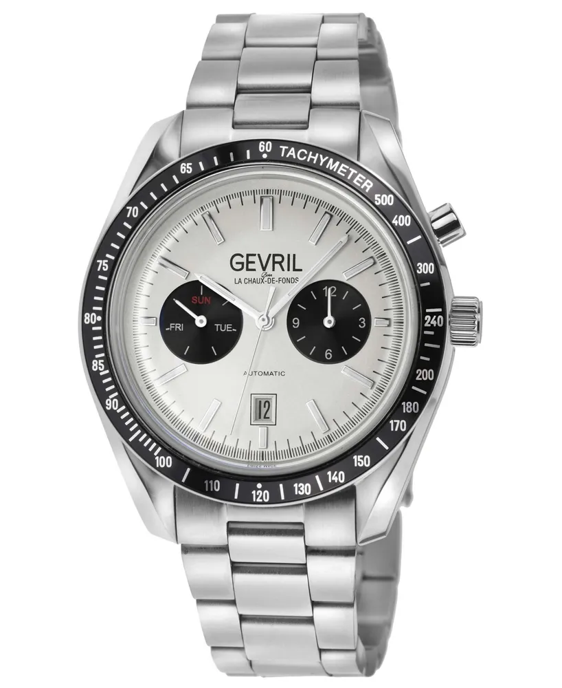 Gevril Men's Lenox Swiss Automatic Silver-Tone Stainless Steel Watch 44mm